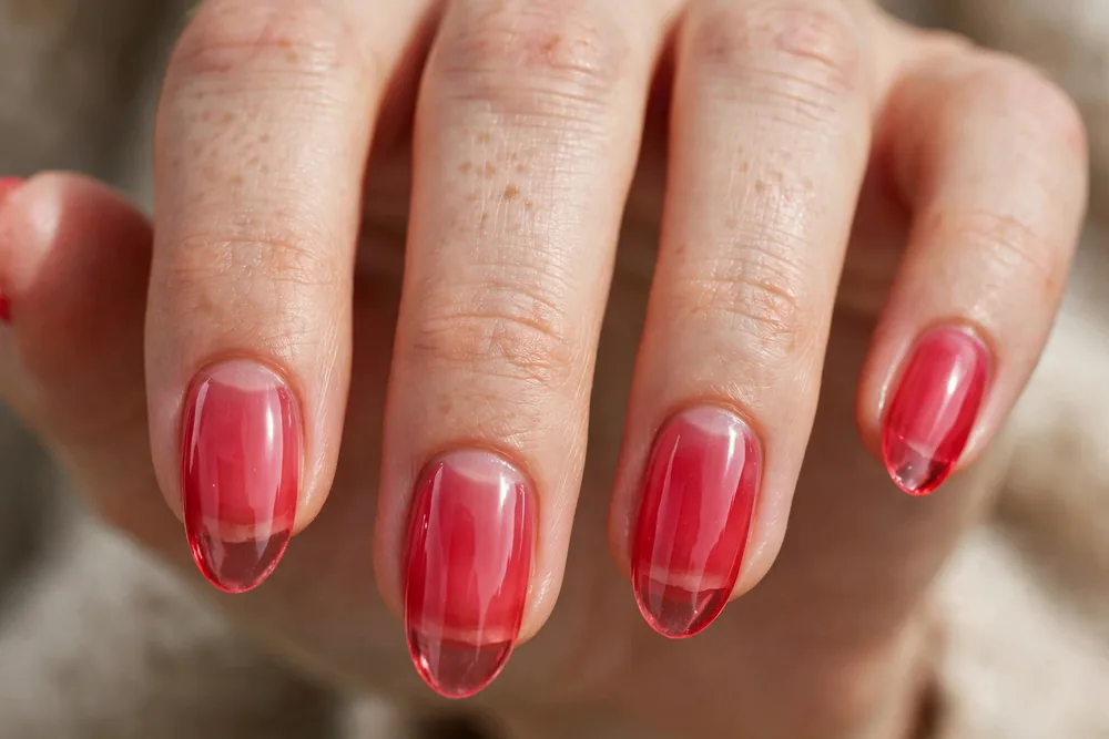 Sheer jelly trendy nails