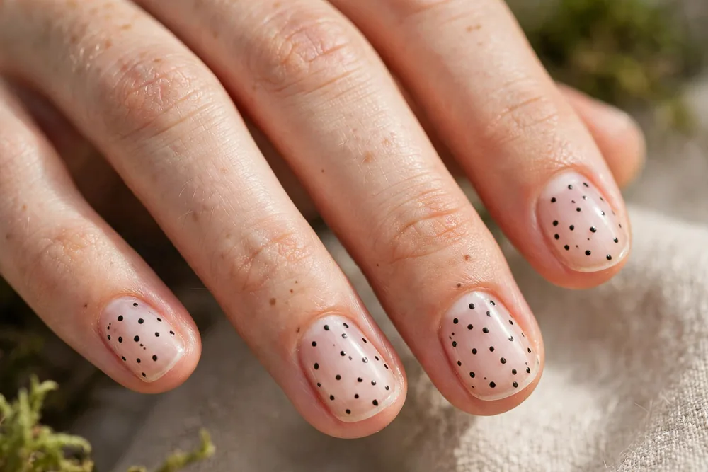 Negative space polka dot trendy nails