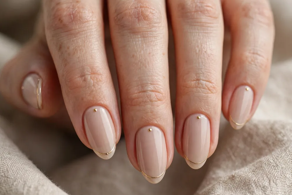 Subtle metallic accent trendy nails